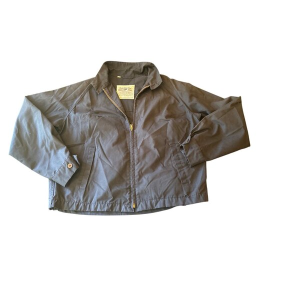 Beau Jac Navy Blue Boys Jacket Size 14 With Button Cuffs & Zip Front Vintage 80 - Picture 1 of 4